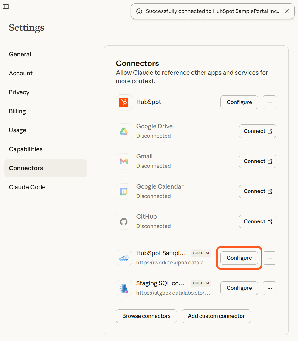 Claude AI - Configured Connector
